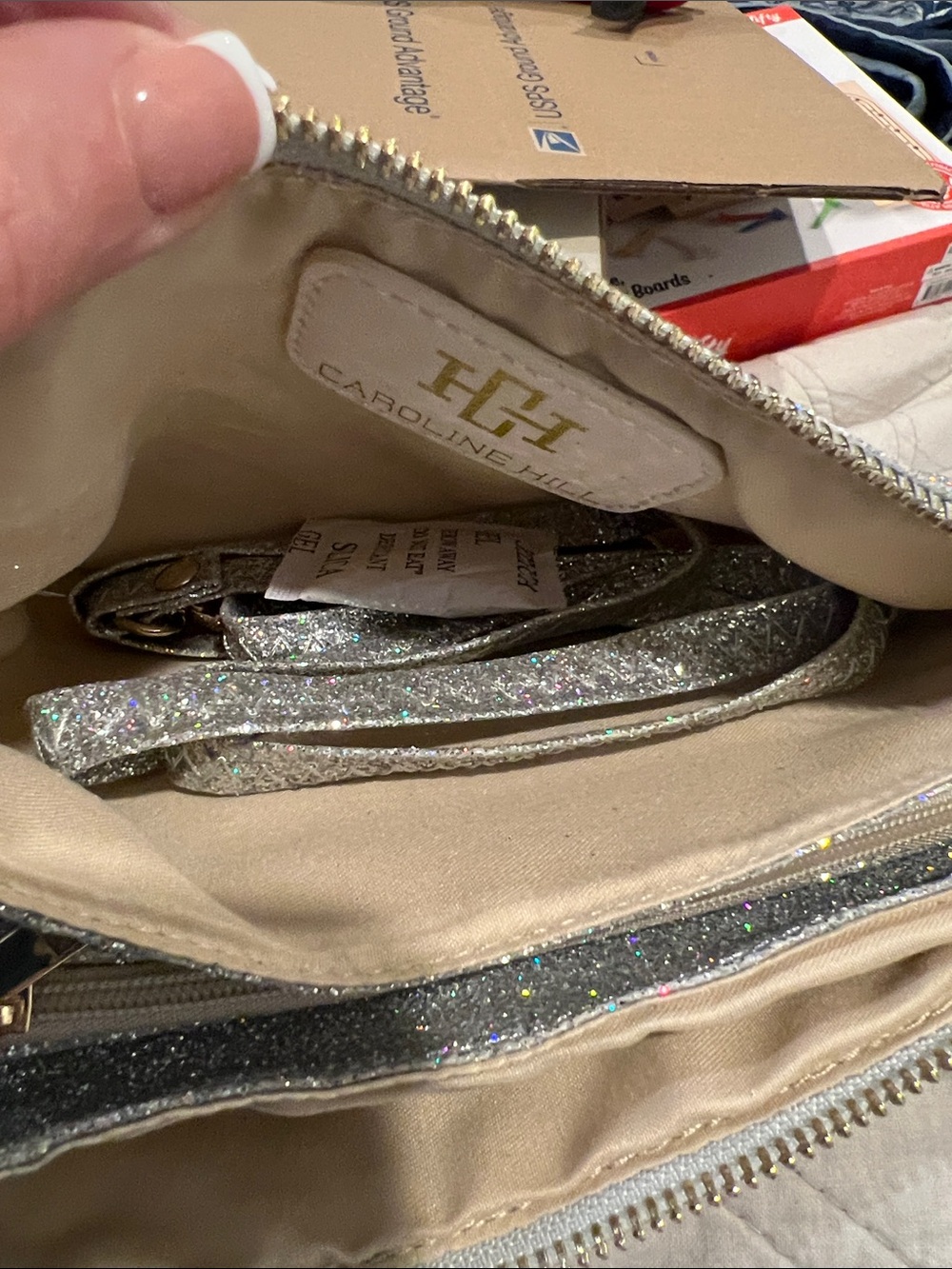 Caroline Hill Silver Glitter wristlet and clutch - Picture 6 of 6